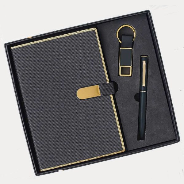 Notebook, Pen & Keychain Gift Set – Model RV1001 (Black, Blue, Grey, Tan)