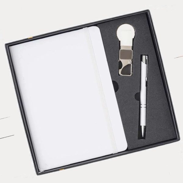 Notebook, Pen & Keychain Gift Set – Model RV1008 (Black, Blue, White)
