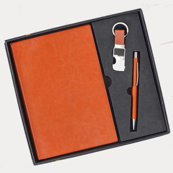 Notebook, Keychain & Pen Gift Set – Model RV1010 (Tan)