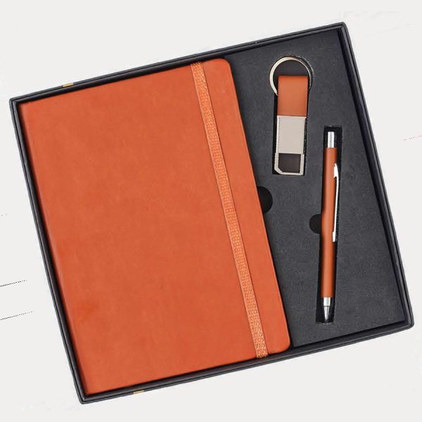 Notebook, Keychain & Pen Gift Set – Model RV1011 (Tan)