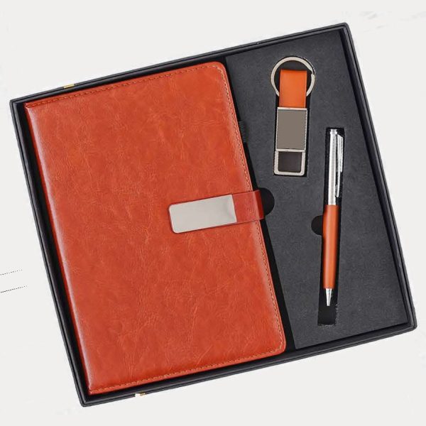 Notebook, Keychain & Pen Gift Set – Model RV1012 (Tan)