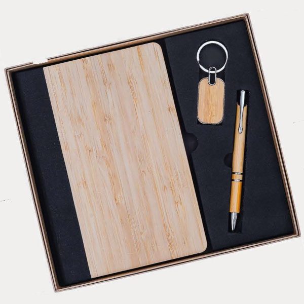 Notebook, Keychain & Pen Gift Set – Model RV1017 (Bamboo)