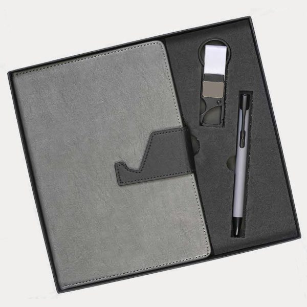 Notebook, Keychain & Pen Gift Set – Model RV1022 (Grey)