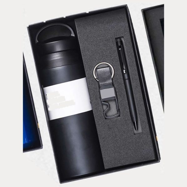 Travel Tumbler, Pen & Keychain Gift Set – Model RV1116 (Black)
