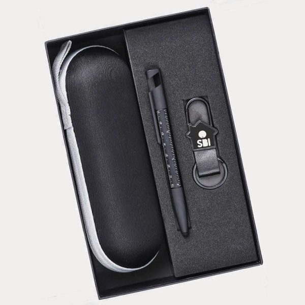 Zipper Case, Tool Pen & Metal Keychain Gift Set – Model RV1118 (Black)