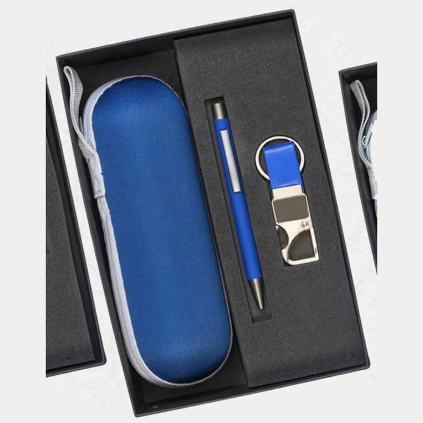 Zipper Case, Pen & Keychain Gift Set – Model RV1125 (Blue)