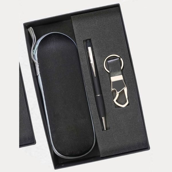 Zipper Case, Pen & Keychain Gift Set – Model RV1126 (Black)