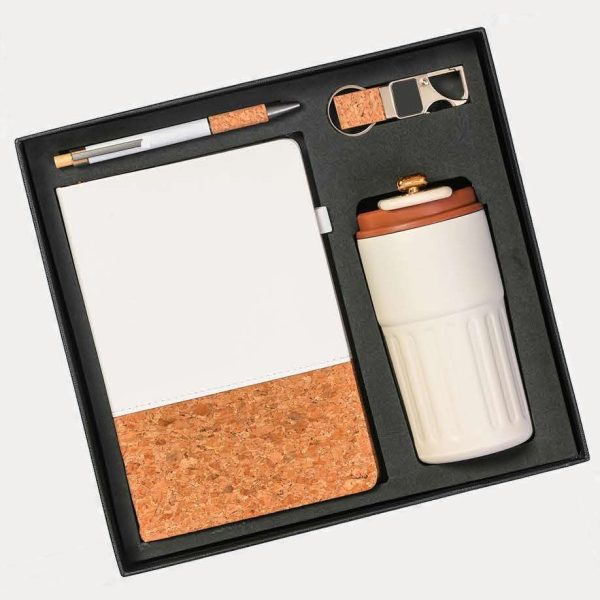 Notebook & Bottle Gift Combo – Model RV1538 (White Cork)