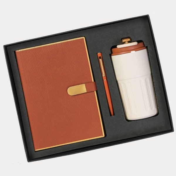 Notebook, Pen & Bottle Gift Set – Model RV1583 (Tan)