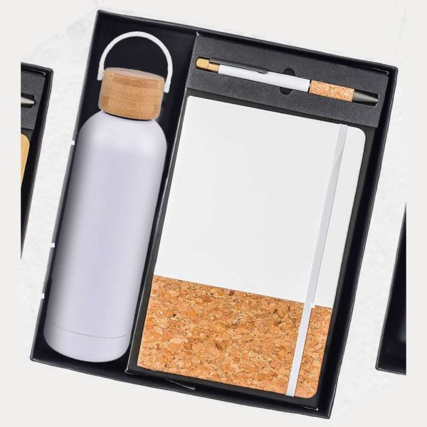 Notebook, Bottle & Pen Gift Set – Model RV1611 (White Cork)