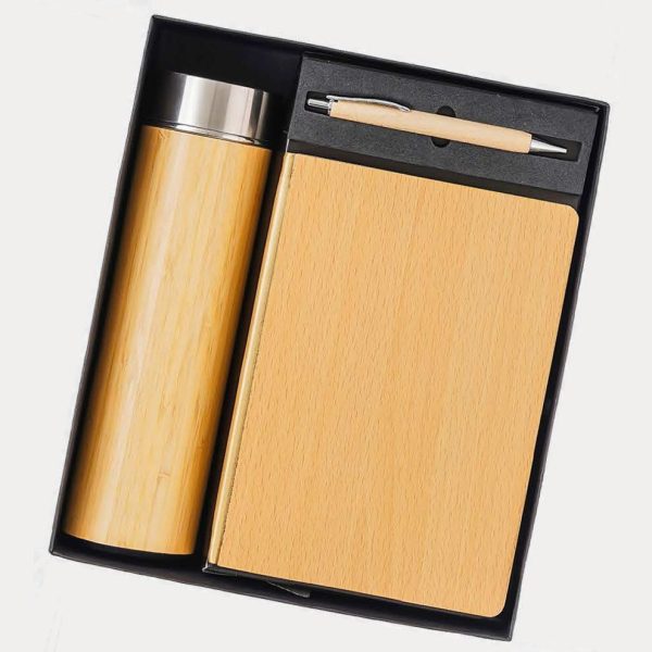 Notebook, Bottle & Pen Gift Set – Model RV1613 (Wooden)