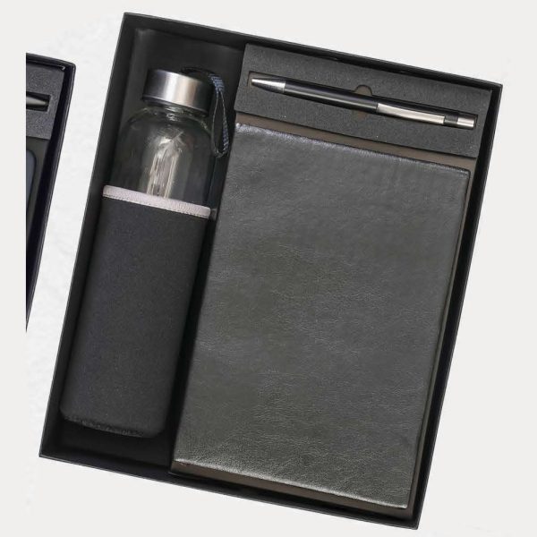 Notebook, Bottle & Pen Gift Set – Model RV1615 (Black)
