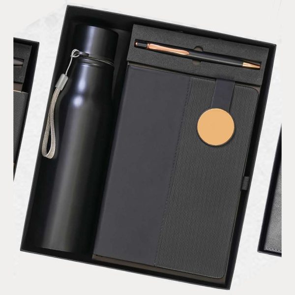 Bottle, Notebook & Pen Gift Set – Model RV1620 (Black)