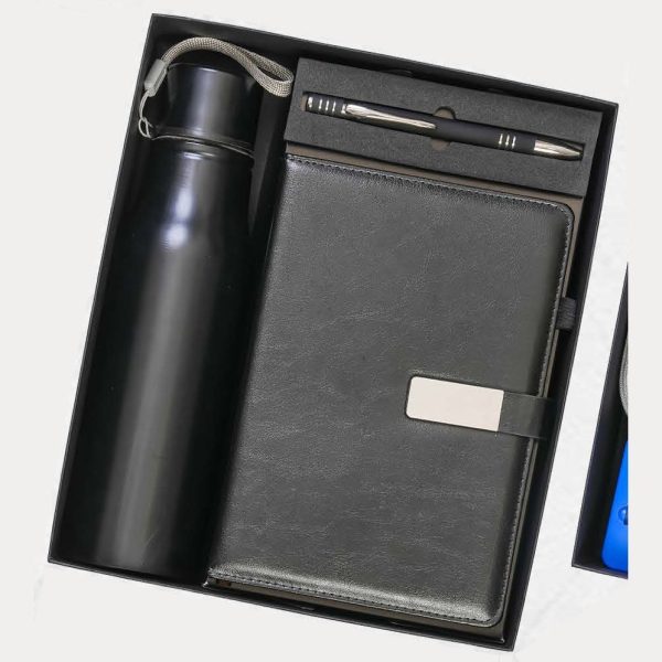 Bottle, Notebook & Pen Gift Set – Model RV1634 (Black)