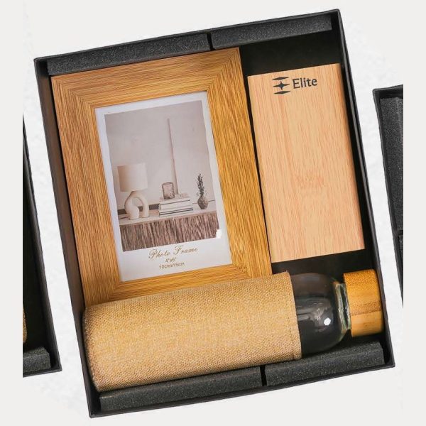 Photo Frame, Power Bank & Jute Glass Bottle Gift Set – Model RV2018 (Eco-friendly)