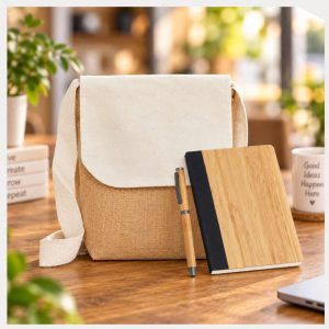 Jute Sling Bag, Pen & Bamboo Notebook Gift Set – Model RV2708