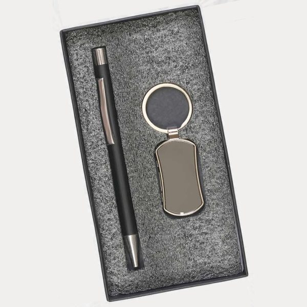 Pen & Keychain Gift Set – Model RV728 (Black, Blue, Tan)