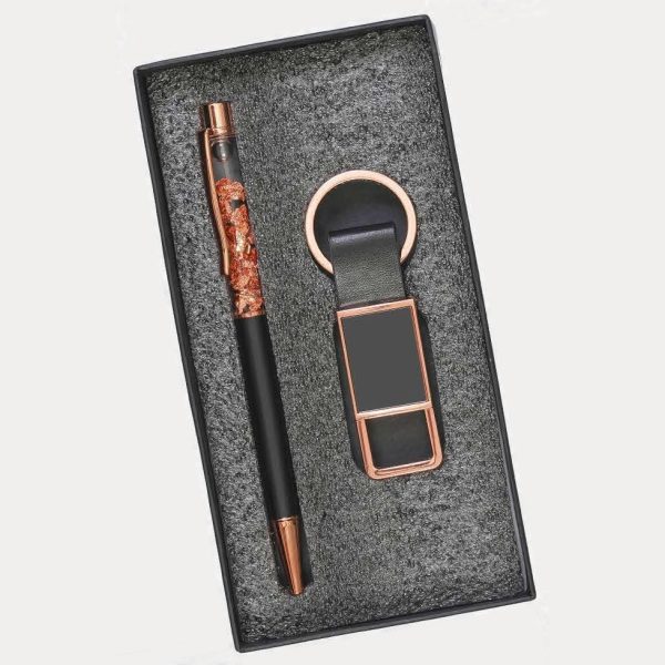 Pen & Keychain Gift Set – Model RV736 (Gold, Rose Gold)