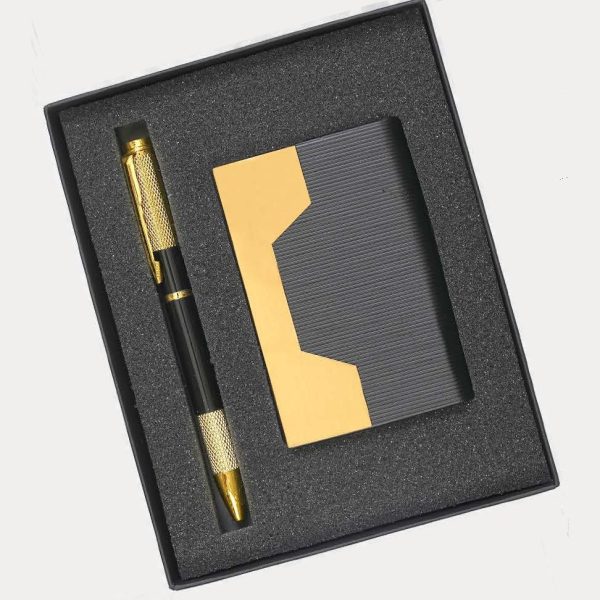 Pen & Card Holder Gift Set – Model RV770 (Black Gold)