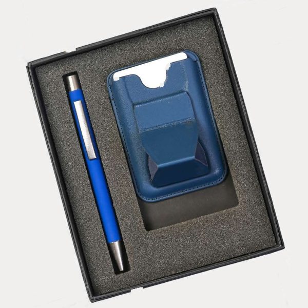 Pen & Phone Stand Card Holder Gift Set – Model RV778 (Blue)