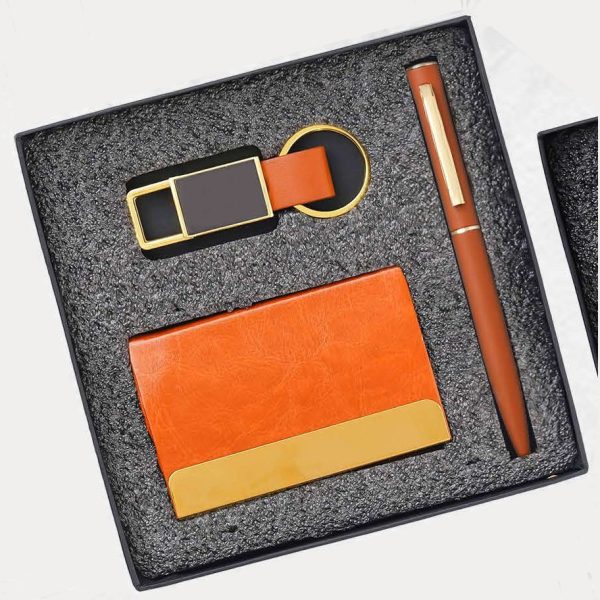 Pen, Card Holder & Keychain Gift Set – Model RV801 (Black, Blue, Grey, Tan)