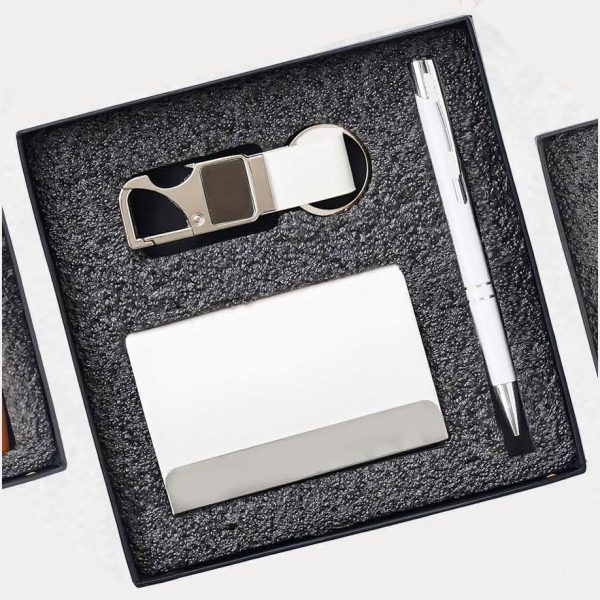 Pen, Card Holder & Keychain Gift Set – Model RV802 (Black, Blue, White)