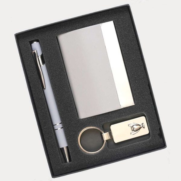 Pen, Card Holder & Keychain Gift Set – Model RV813 (Grey)