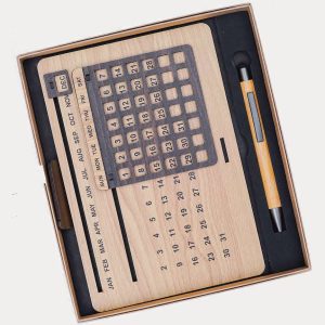 Wooden Calendar Board & Bamboo Pen Gift Set – Model RV924