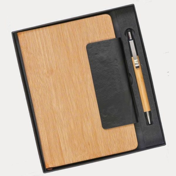 Notebook & Pen Gift Set – Model RV931 (Bamboo & Pu)