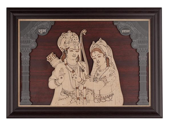 Sita Ram 2-Layer 3D Wooden Wall Frame – Model RV09 (Brown, Natural Wood)